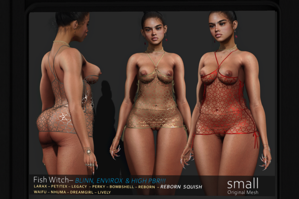 Fish Witch Dress - Legacy/MaitreyaX/Nhumana/Reborn/+mods, L$699 each/L$1999 FP