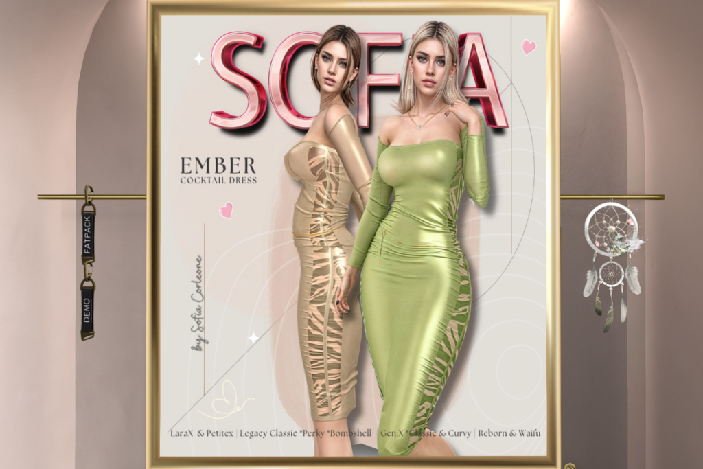 Ember Cocktail Dress - GenX/Legacy/MaitreyaX/Reborn/+mods, L$155 each/L$850 FP