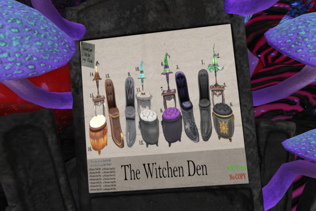 The Witches Den Decor Set, L$50 per play/L$1299