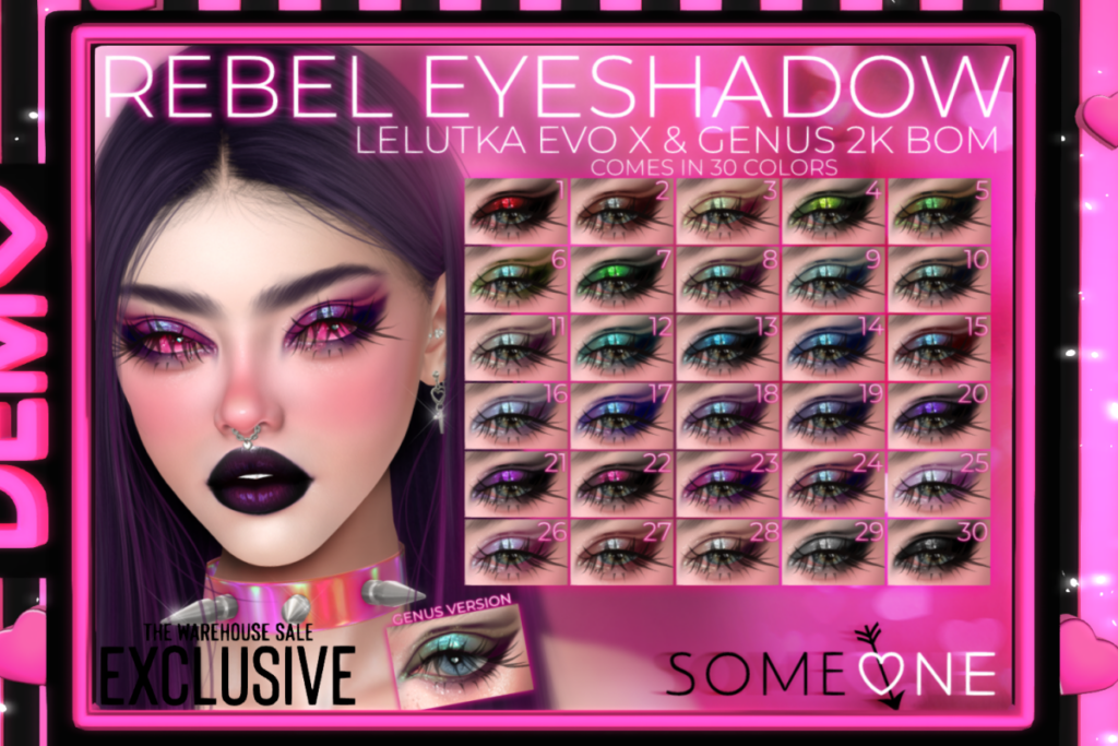 Rebel Eyeshadow - EvoX/Genus, L$350 each/L$540 FP