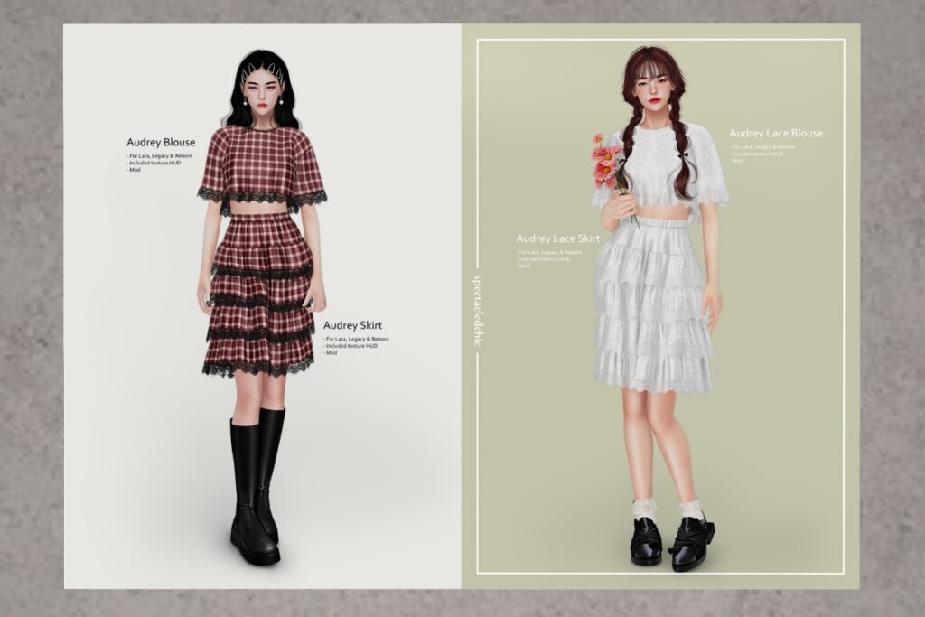 Audrey Outfit - Legacy/Maitreya/Reborn, L$399 each Body Pack/L$999 each FP