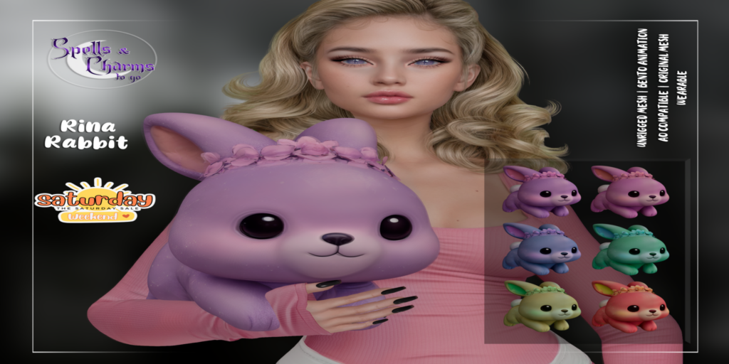 Rina Rabbit Holdable	&lt;a href=&quot;http://maps.secondlife.com/secondlife/Starfall/49/26/2501&quot; target=&quot;_blank&quot;&gt;Teleport&lt;/a&gt;