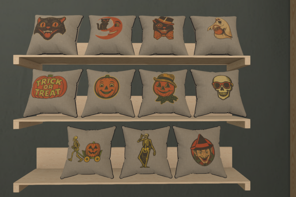Vintage Fright Pillows Collection Two	&lt;a href=&quot;http://maps.secondlife.com/secondlife/Evermore/126/20/752&quot; target=&quot;_blank&quot;&gt;Teleport&lt;/a&gt;