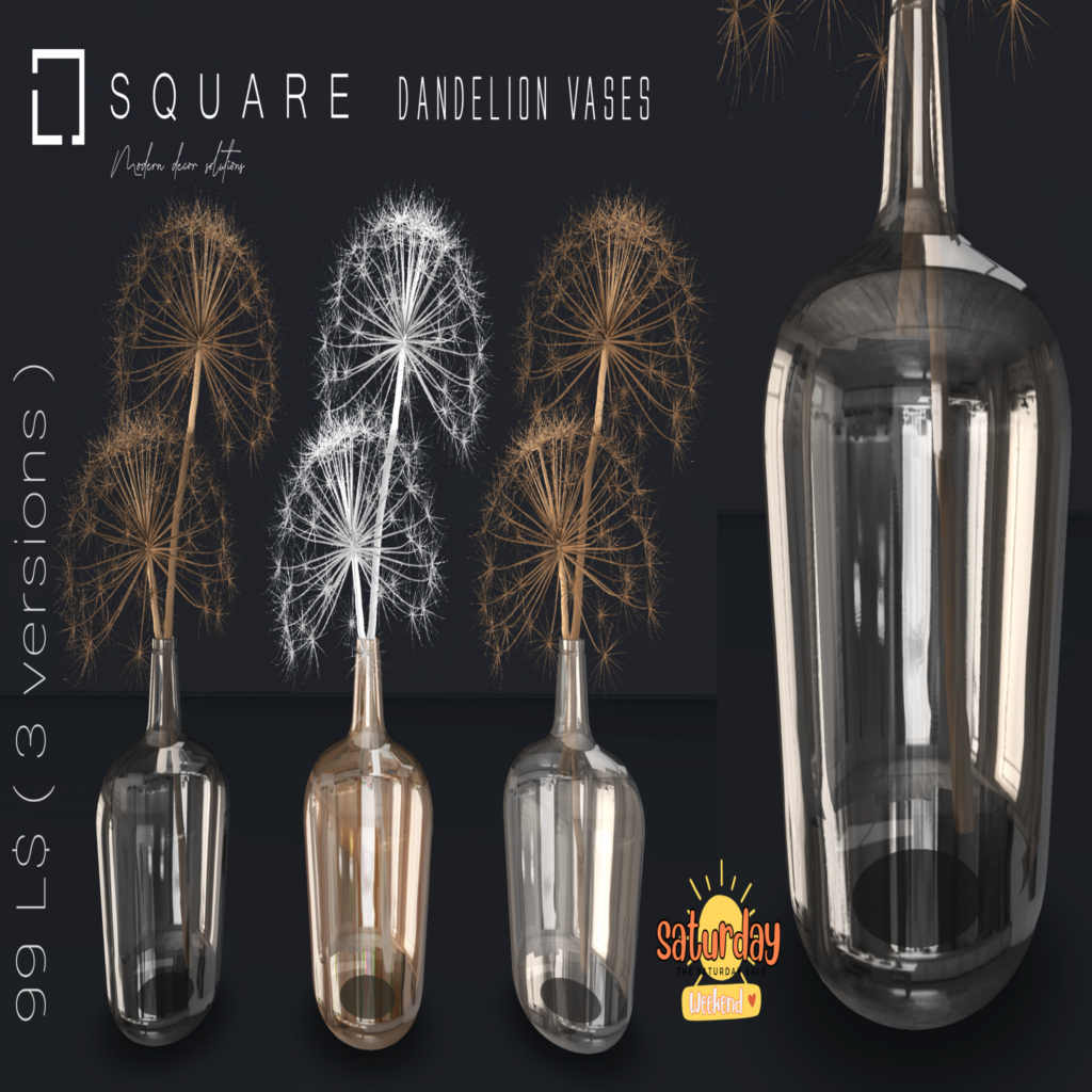 Dandelion Vases	&lt;a href=&quot;http://maps.secondlife.com/secondlife/Pandoro/179/89/3497&quot; target=&quot;_blank&quot;&gt;Teleport&lt;/a&gt;