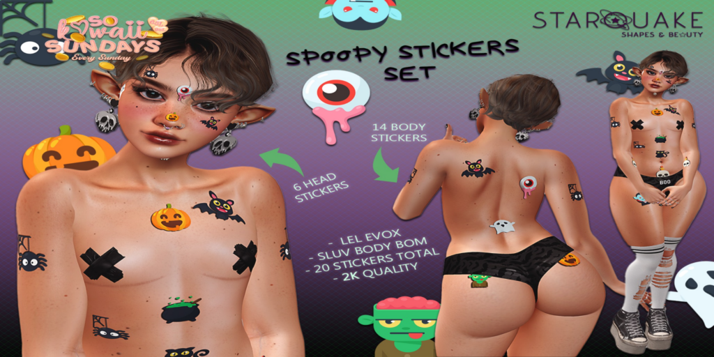 Spoopy Stickers Accessories - BOM/EvoX	&lt;a href=&quot;https://maps.secondlife.com/secondlife/Burning%20Desire%20Island/53/239/501&quot; target=&quot;_blank&quot;&gt;Teleport&lt;/a&gt;