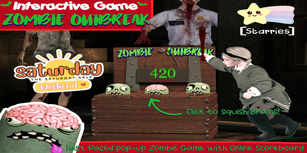 Zombie Outbreak Interactive Game	&lt;a href=&quot;http://maps.secondlife.com/secondlife/Starries/250/242/23&quot; target=&quot;_blank&quot;&gt;Teleport&lt;/a&gt;