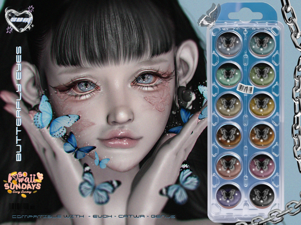 Butterfly Eyes - Catwa/EvoX/Genus	&lt;a href=&quot;http://maps.secondlife.com/secondlife/Viktel%20Aria/217/216/21&quot; target=&quot;_blank&quot;&gt;Teleport&lt;/a&gt;