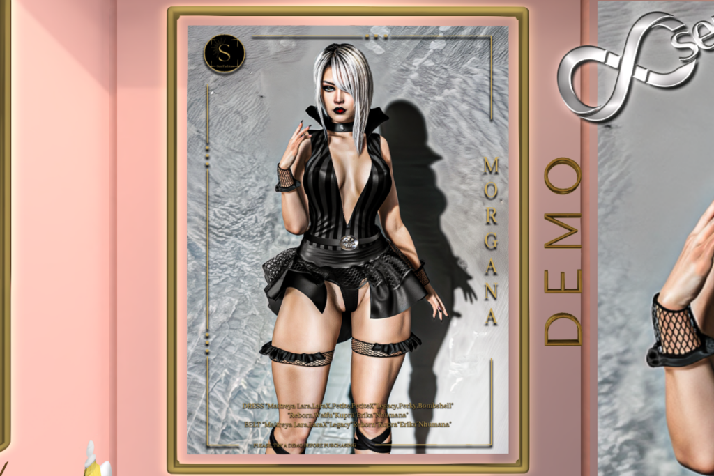 Morgana Dress &amp; Belt - Erika/Inithium/Legacy/Maitreya/Nhumana/Reborn/+mods, L$120-L$199 each/L$1115 FP | Morgana Earrings, L$99