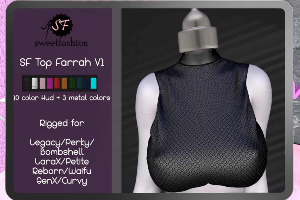 Farrah Top - GenX/Legacy/MaitreyaX/Reborn/+mods, L$175