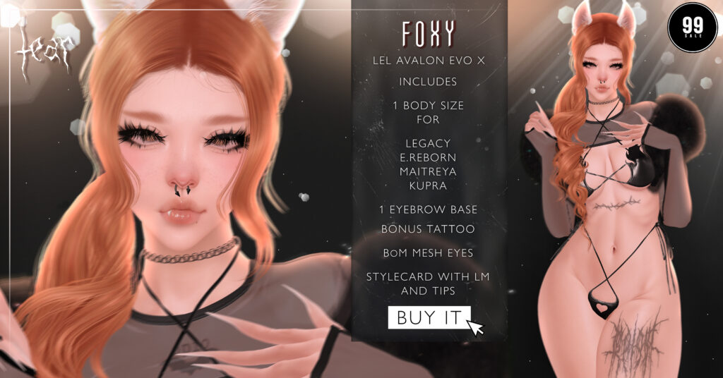 Foxy Shape - EvoX Avalon/Inithium/Legacy/Maitreya/Reborn	&lt;a href=&quot;http://maps.secondlife.com/secondlife/Hashira/150/190/3&quot; target=&quot;_blank&quot;&gt;Teleport&lt;/a&gt;
