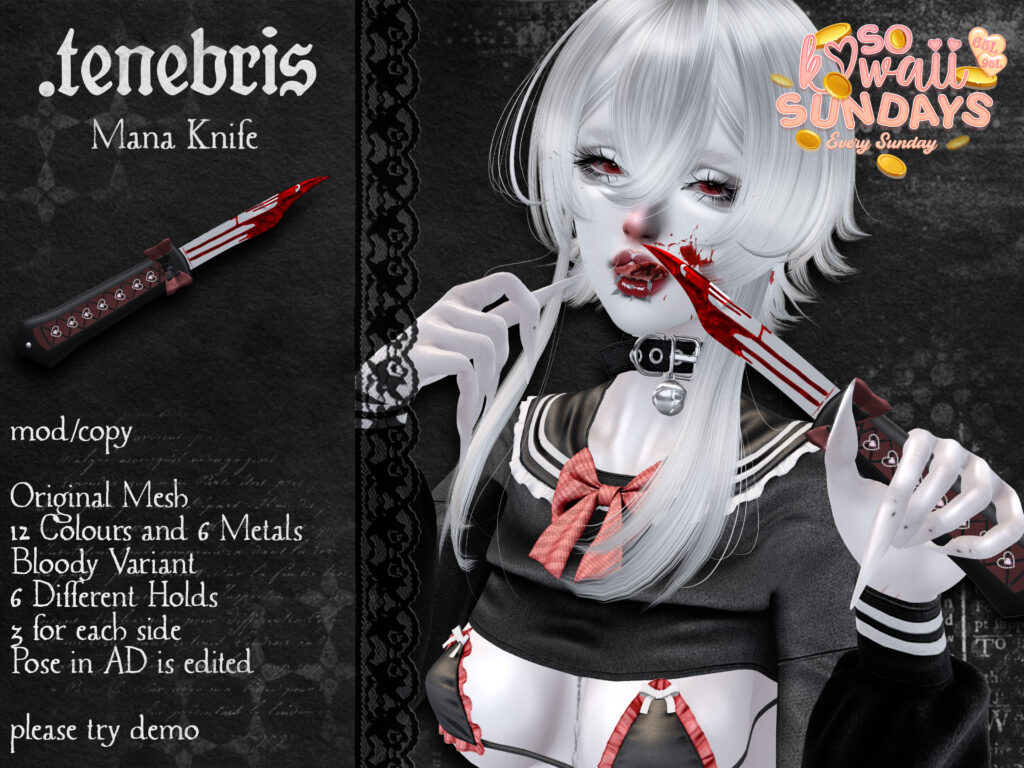 Mana Knife	&lt;a href=&quot;http://maps.secondlife.com/secondlife/Graveyard/35/206/3002&quot; target=&quot;_blank&quot;&gt;Teleport&lt;/a&gt;