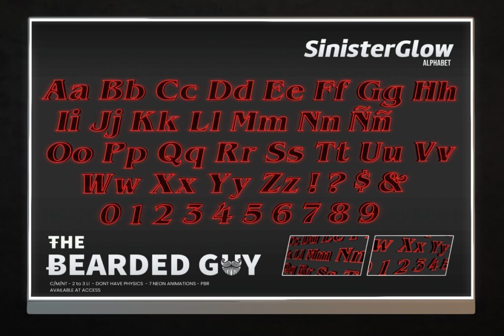 Sinister Glow Alphabet Decor, L$299