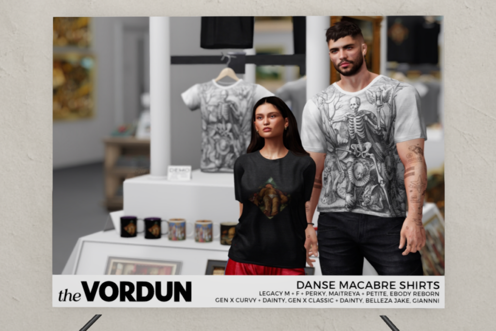 Danse Macabre Shirts - See ad for fits	&lt;a href=&quot;http://maps.secondlife.com/secondlife/Vordun/143/204/31&quot; target=&quot;_blank&quot;&gt;Teleport&lt;/a&gt;