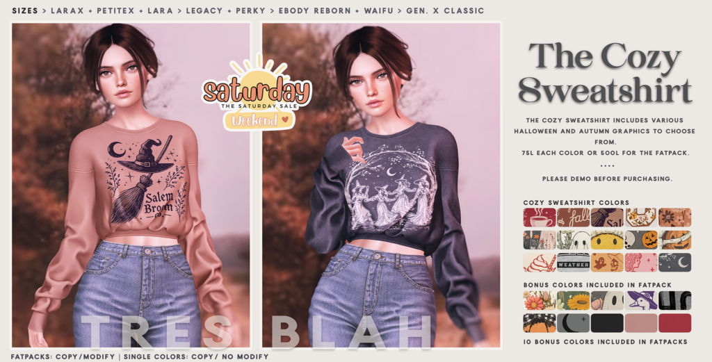 The Cozy Sweatshirt - GenX Classic/Legacy/Maitreya/Reborn/+mods	&lt;a href=&quot;http://maps.secondlife.com/secondlife/Lula/132/186/25&quot; target=&quot;_blank&quot;&gt;Teleport&lt;/a&gt;