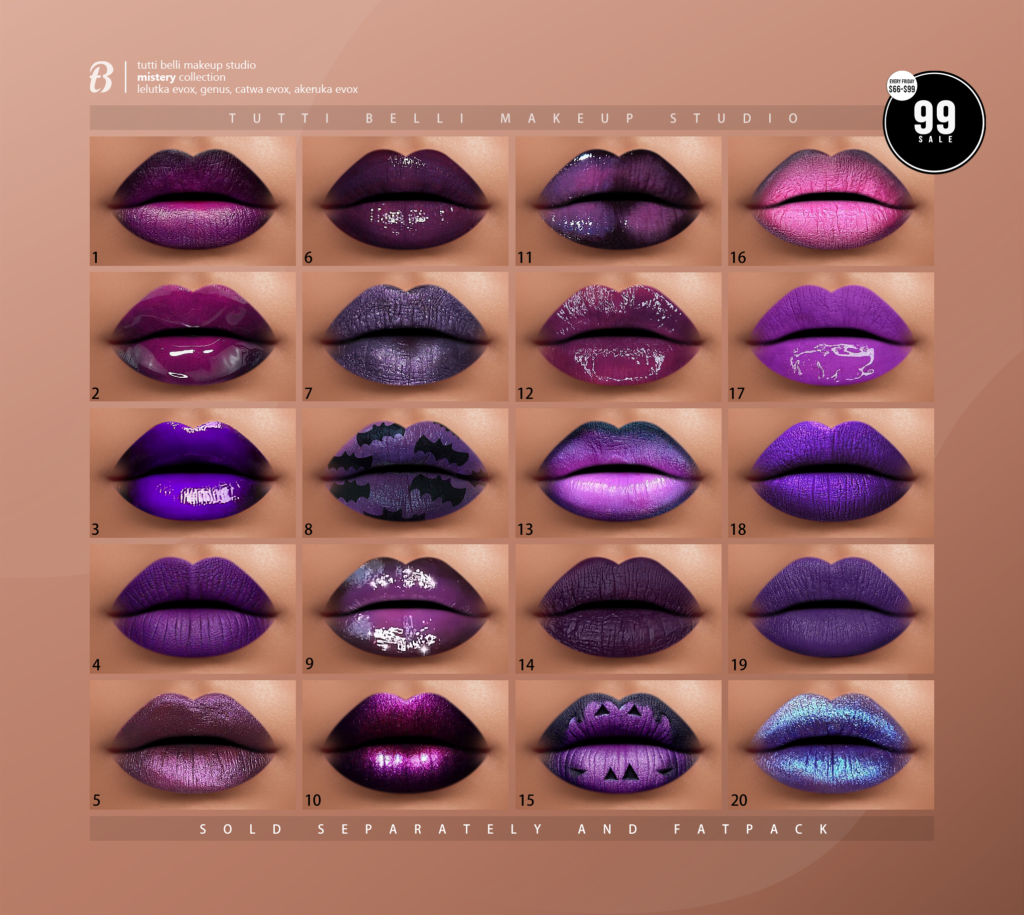 Mistery Collection Lipsticks - AkX/CatwaX/EvoX/Genus	&lt;a href=&quot;http://maps.secondlife.com/secondlife/Malkine/79/162/501&quot; target=&quot;_blank&quot;&gt;Teleport&lt;/a&gt;