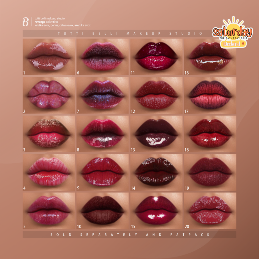 Revenge Collection Lipstick - AkX/CatwaX/EvoX/Genus	&lt;a href=&quot;http://maps.secondlife.com/secondlife/Malkine/79/162/501&quot; target=&quot;_blank&quot;&gt;Teleport&lt;/a&gt;