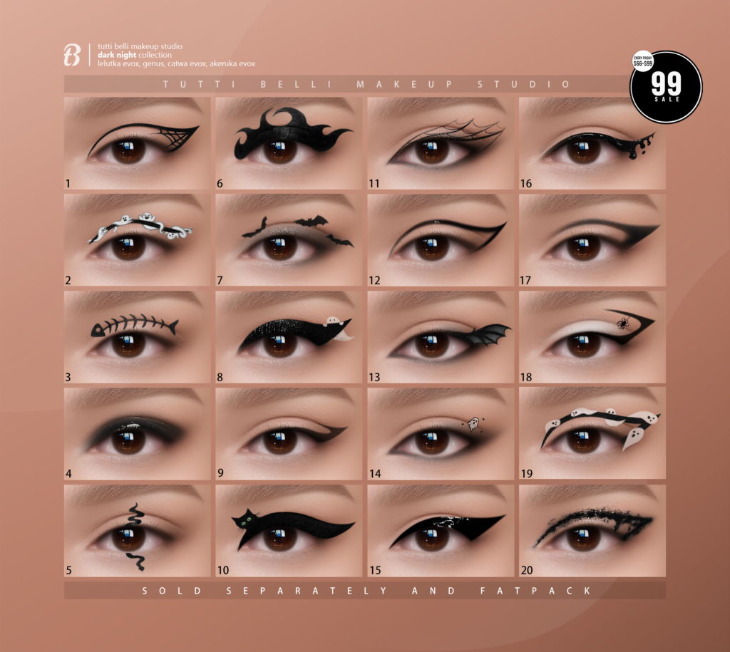 Dark Night Collection Eye Makeup - AkX/CatwaX/EvoX/Genus	&lt;a href=&quot;http://maps.secondlife.com/secondlife/Malkine/79/162/501&quot; target=&quot;_blank&quot;&gt;Teleport&lt;/a&gt;