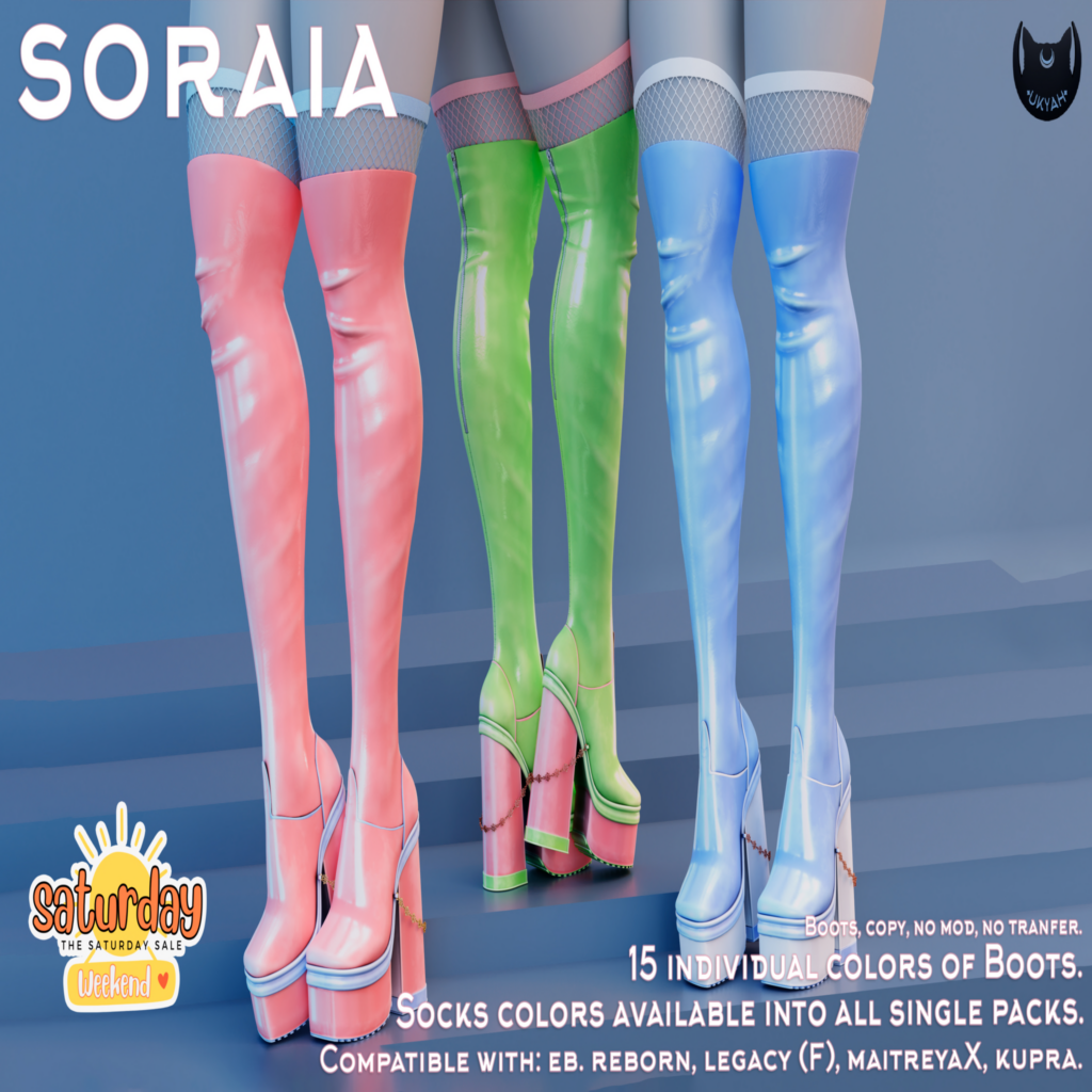 Soraia Boots - Inithium/Legacy/MaitreyaX/Reborn	&lt;a href=&quot;http://maps.secondlife.com/secondlife/Magic%20Sky/194/96/2022&quot; target=&quot;_blank&quot;&gt;Teleport&lt;/a&gt;