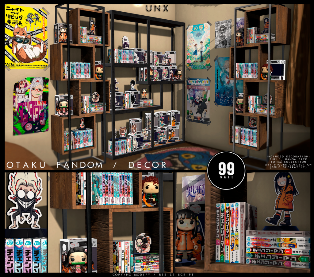 Otaku Fandom Decor	&lt;a href=&quot;http://maps.secondlife.com/secondlife/Tamburello/210/191/819&quot; target=&quot;_blank&quot;&gt;Teleport&lt;/a&gt;