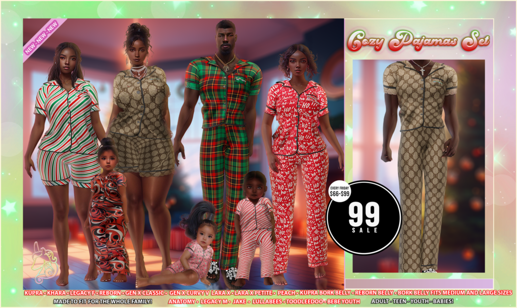 Cozy Pajamas Set - See Ad For Fits	&lt;a href=&quot;https://maps.secondlife.com/secondlife/Universa/65/122/21&quot; target=&quot;_blank&quot;&gt;Teleport&lt;/a&gt;