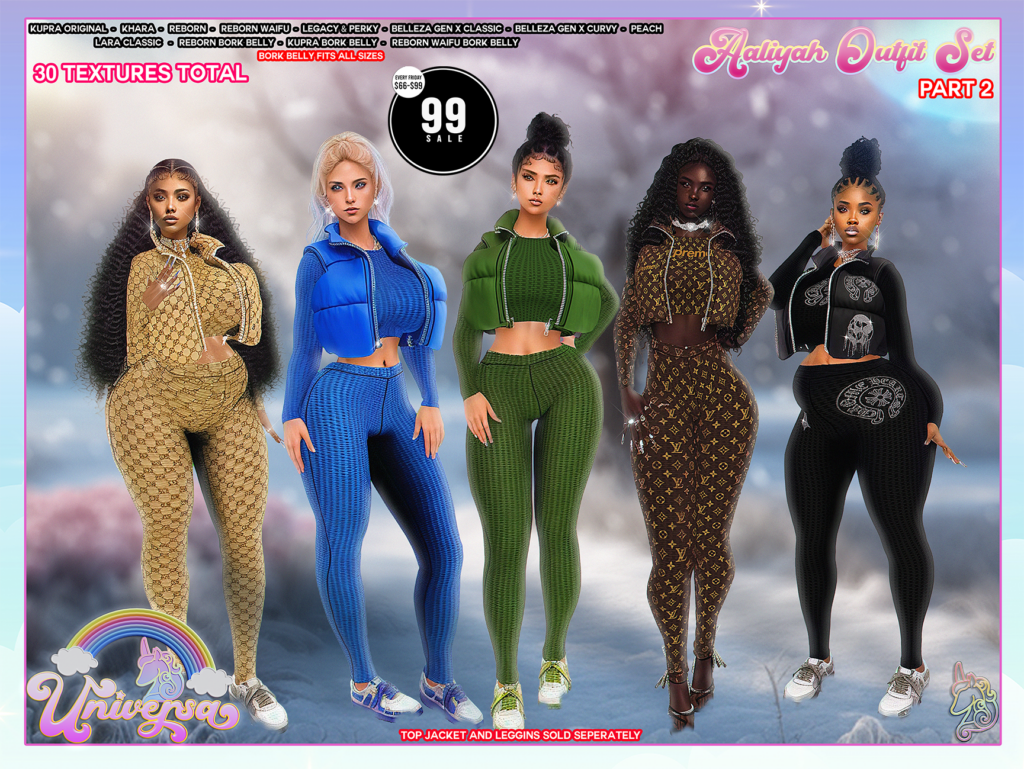 Aaliyah Top, Jacket, &amp; Leggings - GenX/Inithium/Legacy/Maitreya/Peach/Reborn/+mods	&lt;a href=&quot;https://maps.secondlife.com/secondlife/Universa/65/122/21&quot; target=&quot;_blank&quot;&gt;Teleport&lt;/a&gt;