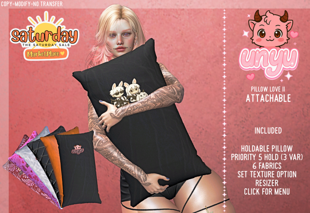 Pillow Love II	&lt;a href=&quot;https://tinyurl.com/2x9hur6s&quot; target=&quot;_blank&quot;&gt;Marketplace Link&lt;/a&gt;