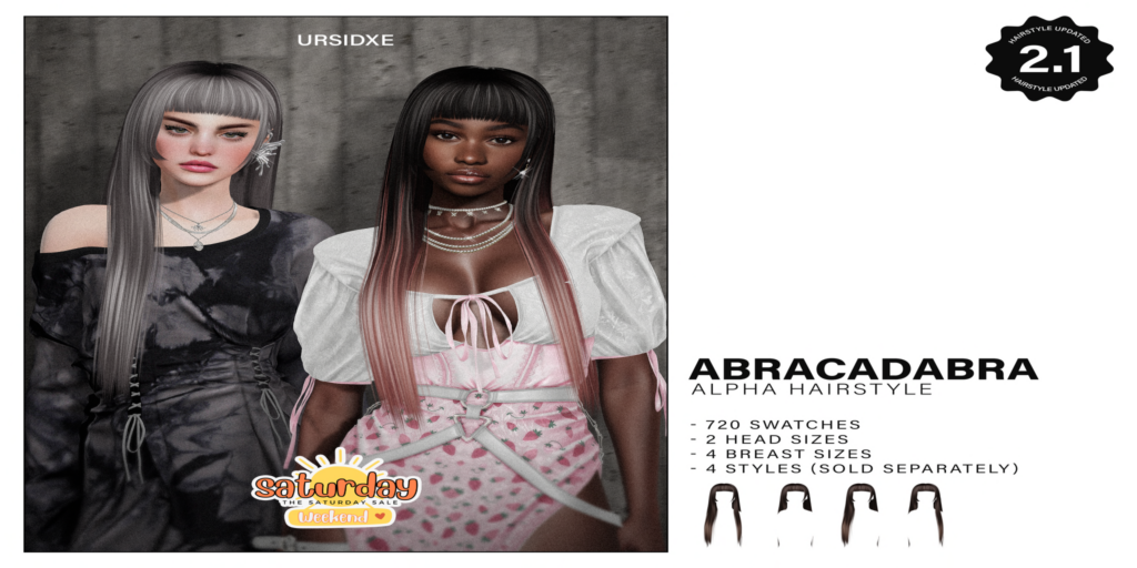 Abracadabra Hairstyle	&lt;a href=&quot;http://maps.secondlife.com/secondlife/DeS%20Itland/85/27/1307&quot; target=&quot;_blank&quot;&gt;Teleport&lt;/a&gt;