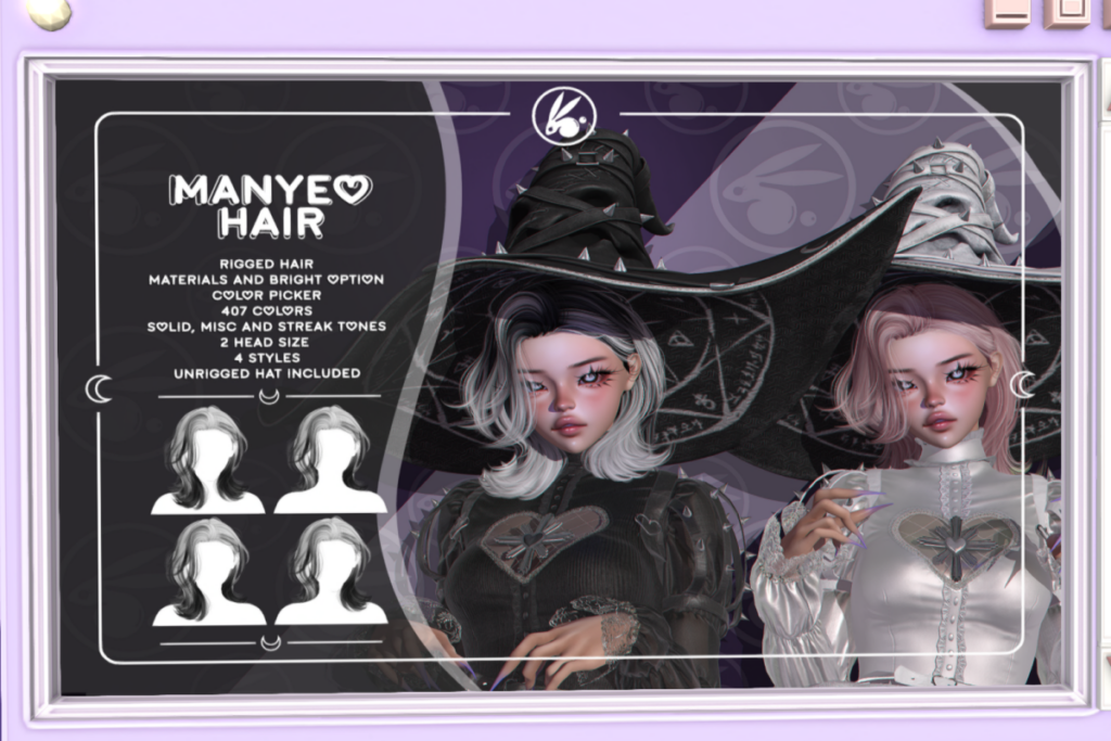 Manye Hair, L$350 each/L$600 FP