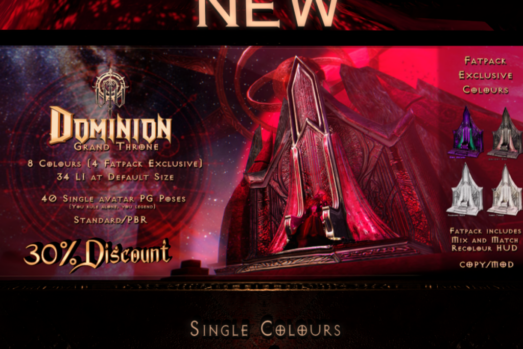 Dominion Grand Throne, L$50 each/L$490 FP