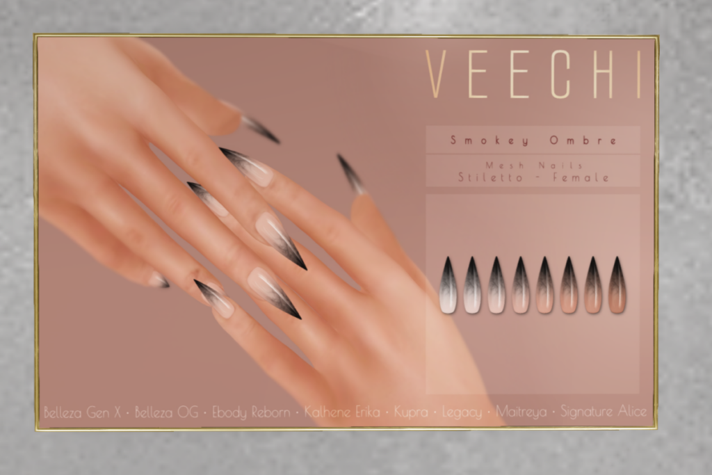 Smokey Ombre Mesh Nails // Stiletto  - See ad for fits	&lt;a href=&quot;http://maps.secondlife.com/secondlife/Impulse/75/77/22&quot; target=&quot;_blank&quot;&gt;Teleport&lt;/a&gt;