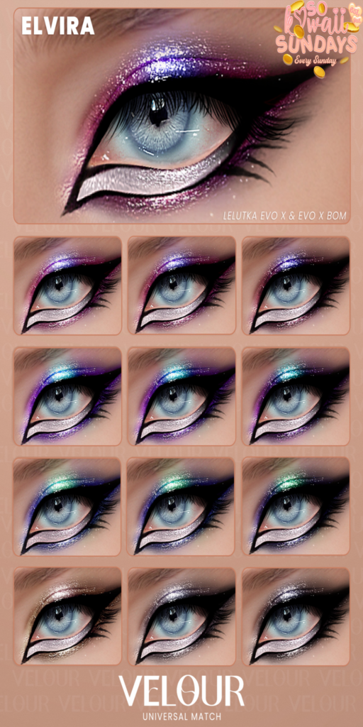 Elvira Eyeshadow - EvoX	&lt;a href=&quot;http://maps.secondlife.com/secondlife/VELOUR/93/115/83&quot; target=&quot;_blank&quot;&gt;Teleport&lt;/a&gt;