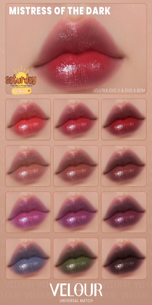 Mistress of the Dark Faded Lipstick - EvoX	&lt;a href=&quot;https://maps.secondlife.com/secondlife/VELOUR/93/115/83&quot; target=&quot;_blank&quot;&gt;Teleport&lt;/a&gt;