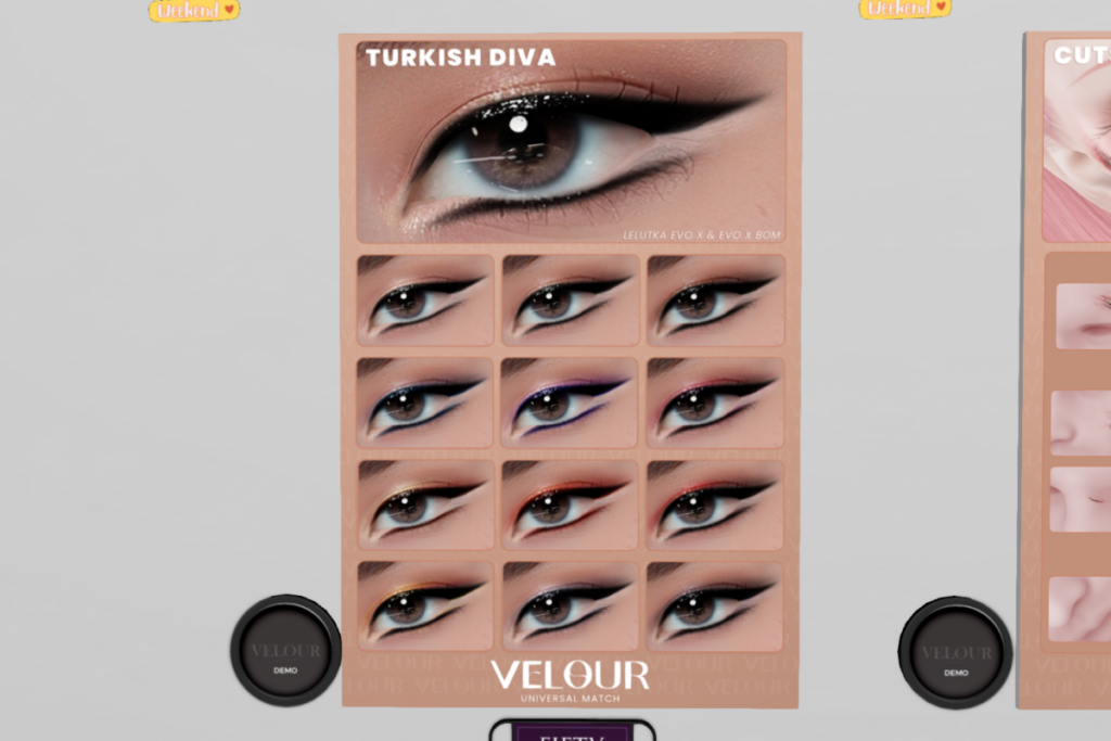 Turkish Diva Eyeshadow - EvoX	&lt;a href=&quot;http://maps.secondlife.com/secondlife/VELOUR/86/123/83&quot; target=&quot;_blank&quot;&gt;Teleport&lt;/a&gt;