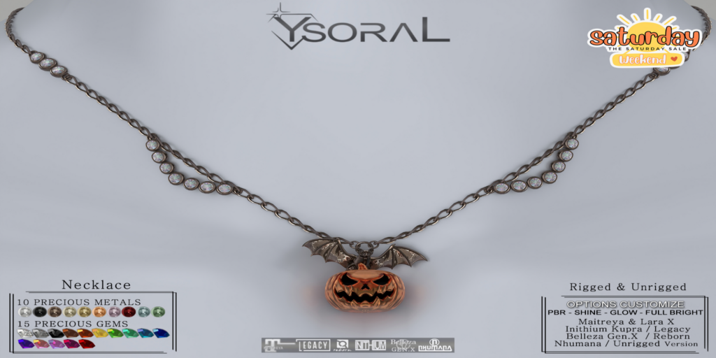 Bat Pumpkin Necklace - GenX/Inithium/Legacy/Maitreya/Nhumana/Reborn/unrigged/+mods	&lt;a href=&quot;https://maps.secondlife.com/secondlife/ysoral/128/128/35&quot; target=&quot;_blank&quot;&gt;Teleport&lt;/a&gt;