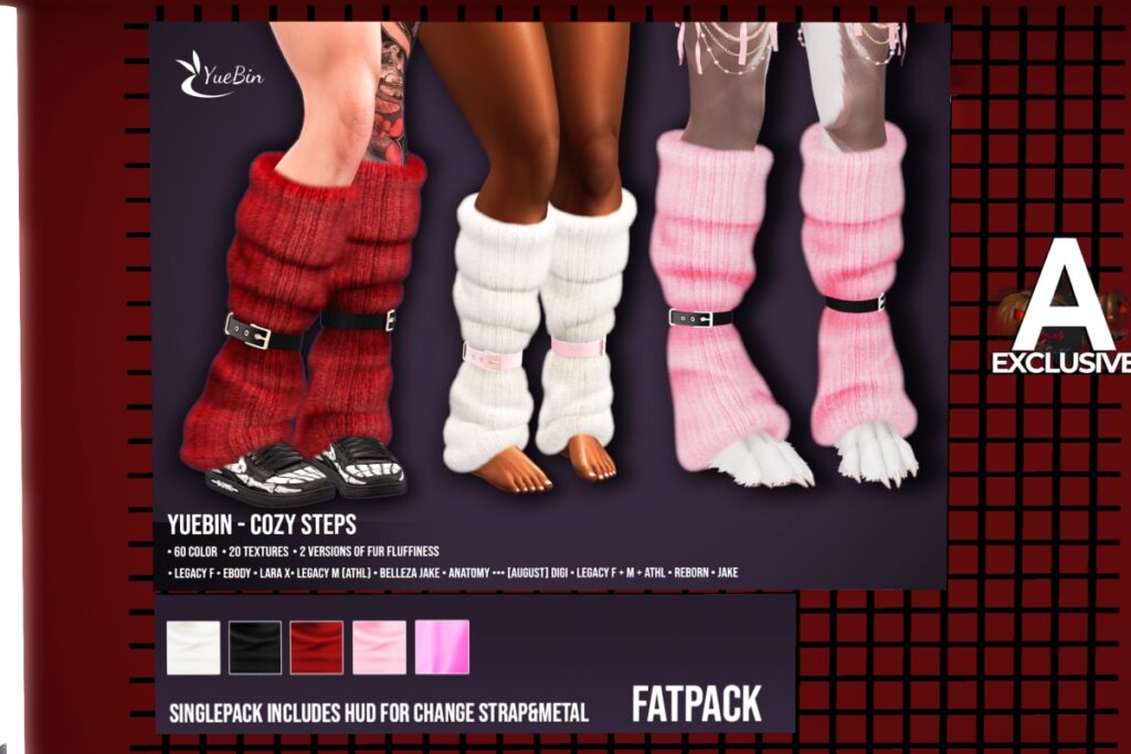 Cozy Steps Legwarmers - Anatomy/Jake/Legacy M+F/MaitreyaX/Reborn/+mods, L$199 each/L$999 FP