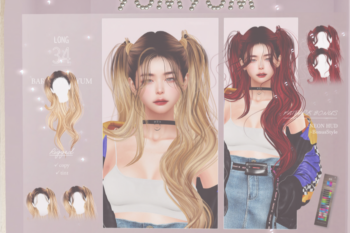 L*34 Hair, L$350 each/L$790 FP