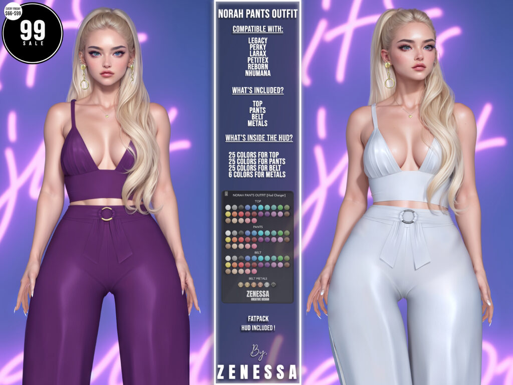 Norah Pants Outfit - Legacy/MaitreyaX/Nhumana/Reborn/+mods	&lt;a href=&quot;http://maps.secondlife.com/secondlife/Couture%20Way/73/34/22&quot; target=&quot;_blank&quot;&gt;Teleport&lt;/a&gt;
