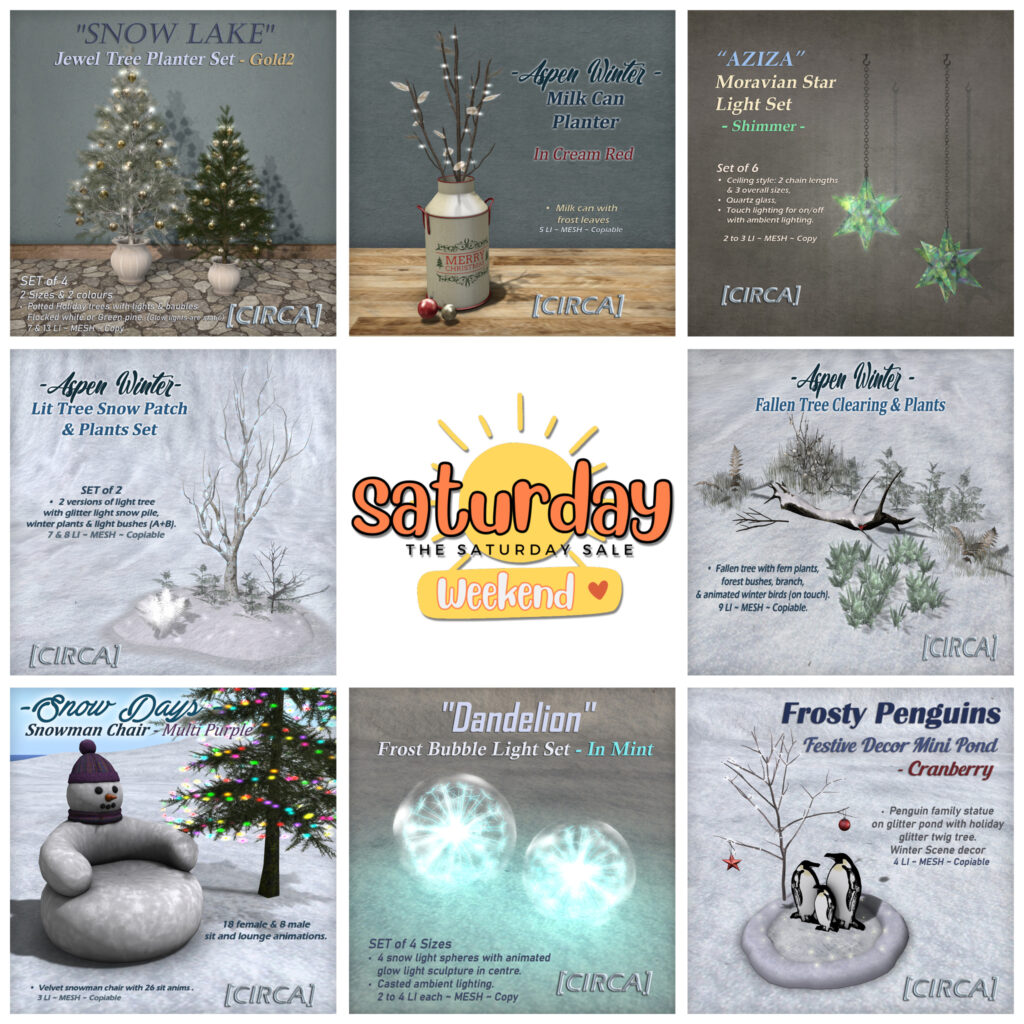 Winter Collection Decor	&lt;a href=&quot;http://maps.secondlife.com/secondlife/Solaria%20Isle/77/135/24&quot; target=&quot;_blank&quot;&gt;Teleport&lt;/a&gt;