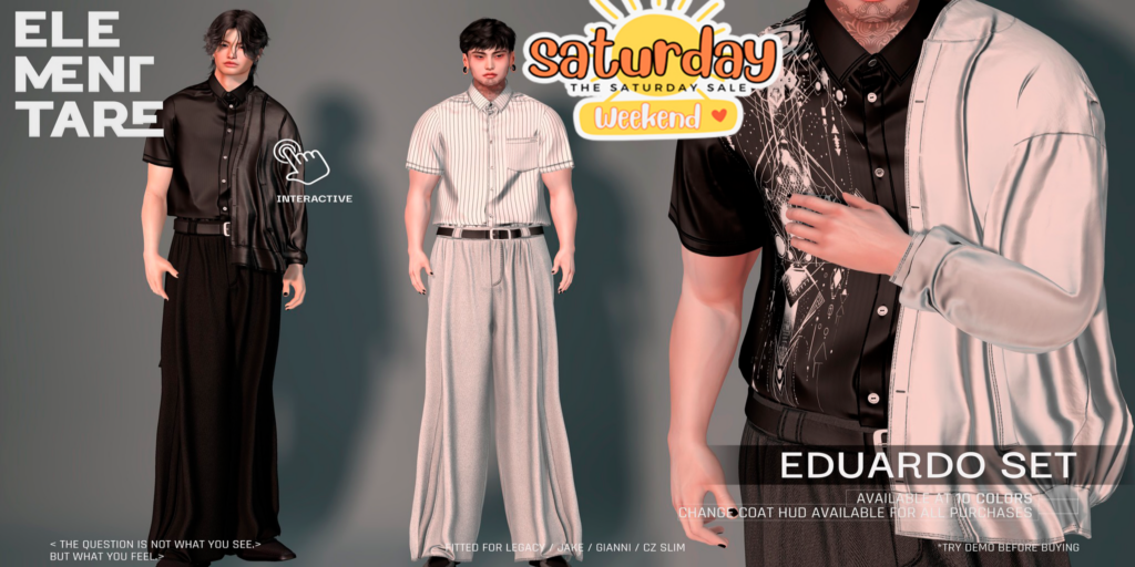 Eduardo Set - CZ Slim/Gianni/Jake/Legacy	&lt;a href=&quot;http://maps.secondlife.com/secondlife/Heartbreak/131/129/166&quot; target=&quot;_blank&quot;&gt;Teleport&lt;/a&gt;