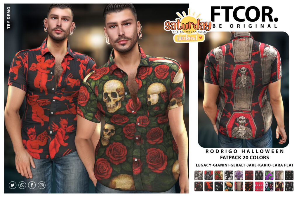 Rodrigo Halloween Shirt - Geralt/Gianni/Jake/Legacy/Maitreya Flat/+mods	&lt;a href=&quot;http://maps.secondlife.com/secondlife/Vardor/199/198/22&quot; target=&quot;_blank&quot;&gt;Teleport&lt;/a&gt;