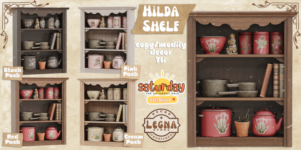Hilda Shelf	&lt;a href=&quot;http://maps.secondlife.com/secondlife/Dark%20Desires/150/191/21&quot; target=&quot;_blank&quot;&gt;Teleport&lt;/a&gt;