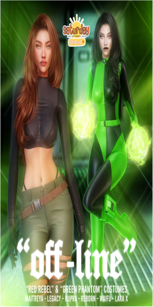 Red Rebele &amp; Green Phantom Costume - Inithium/Legacy/MaitreyaX/Reborn/+mods	&lt;a href=&quot;https://maps.secondlife.com/secondlife/YUNG/96/129/1050&quot; target=&quot;_blank&quot;&gt;Teleport&lt;/a&gt;