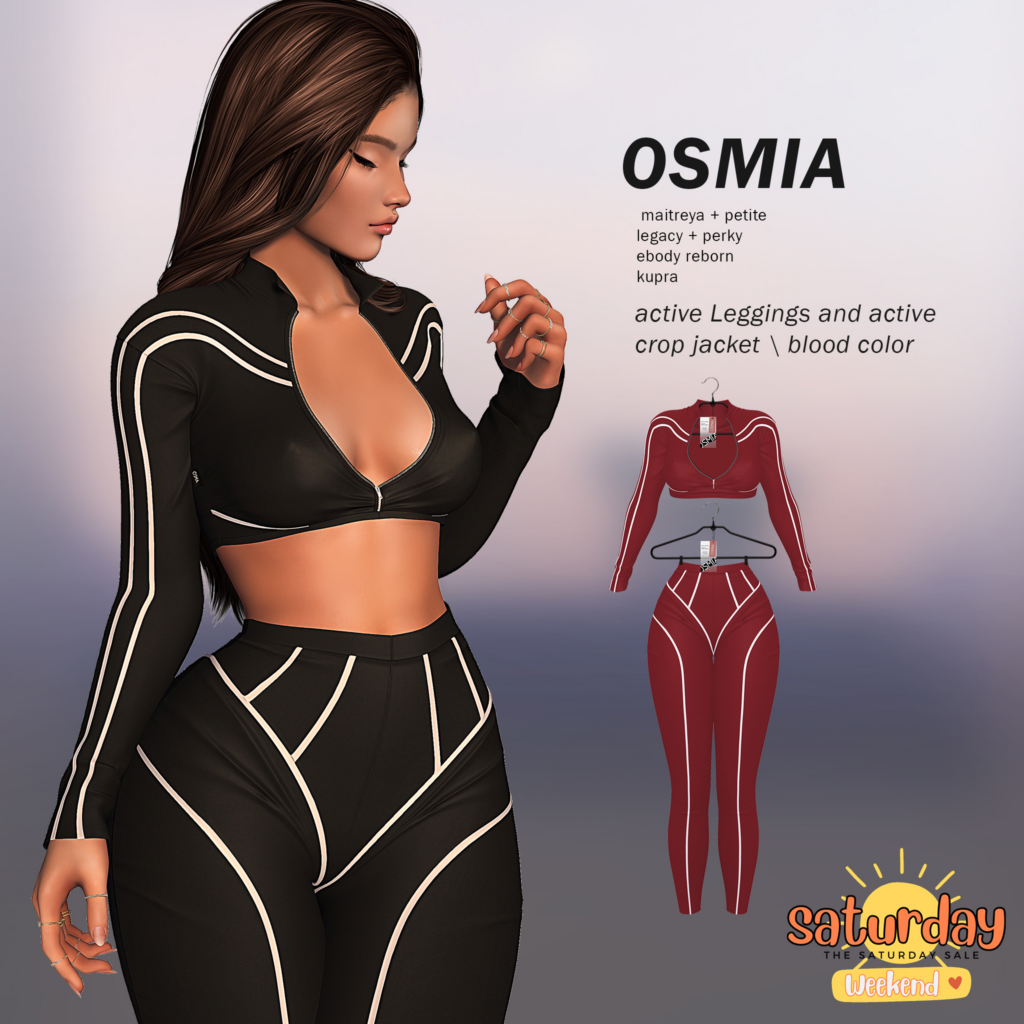 Active Crop Jacket &amp; Leggings - Inithium/Legacy/Maitreya/Reborn/+mods	&lt;a href=&quot;http://maps.secondlife.com/secondlife/OSMIA/122/140/27&quot; target=&quot;_blank&quot;&gt;Teleport&lt;/a&gt;