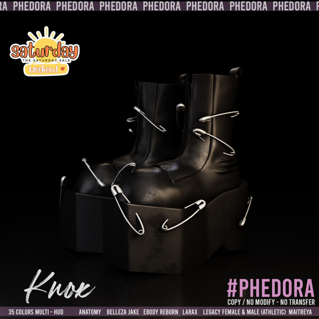 Knox Boots - Anatomy/Jake/Legacy F+M/MaitreyaX/Reborn/+mods	&lt;a href=&quot;http://maps.secondlife.com/secondlife/Sandy%20Shores/41/214/25&quot; target=&quot;_blank&quot;&gt;Teleport&lt;/a&gt;