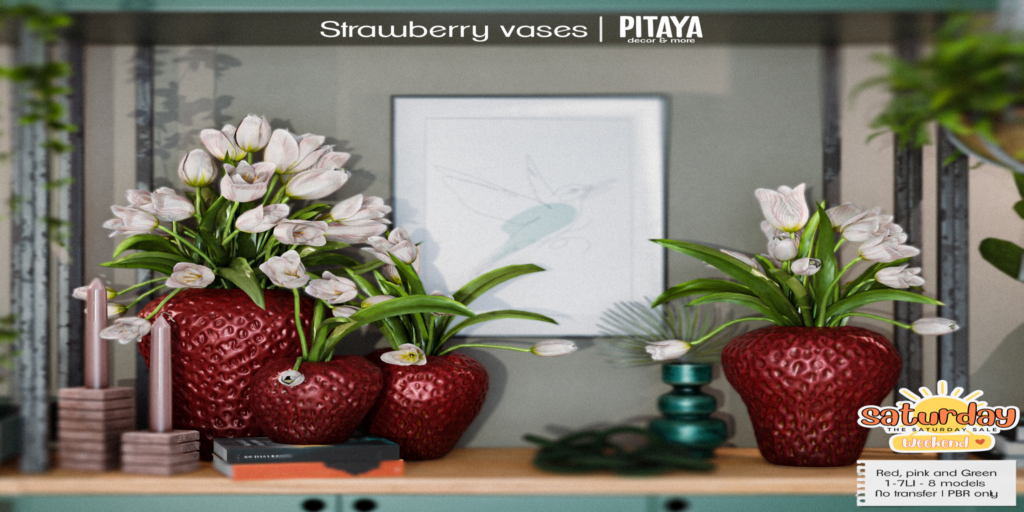 Strawberry Vases	&lt;a href=&quot;http://maps.secondlife.com/secondlife/Atelier/40/83/21&quot; target=&quot;_blank&quot;&gt;Teleport&lt;/a&gt;