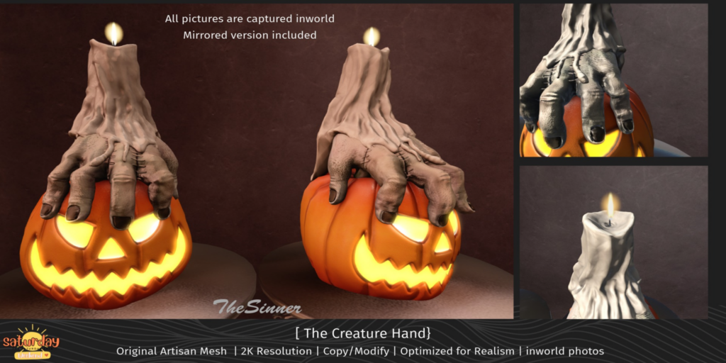 Creature&#039;s Hand Candle	&lt;a href=&quot;http://maps.secondlife.com/secondlife/Peaceful%20Land/128/97/1696&quot; target=&quot;_blank&quot;&gt;Teleport&lt;/a&gt;