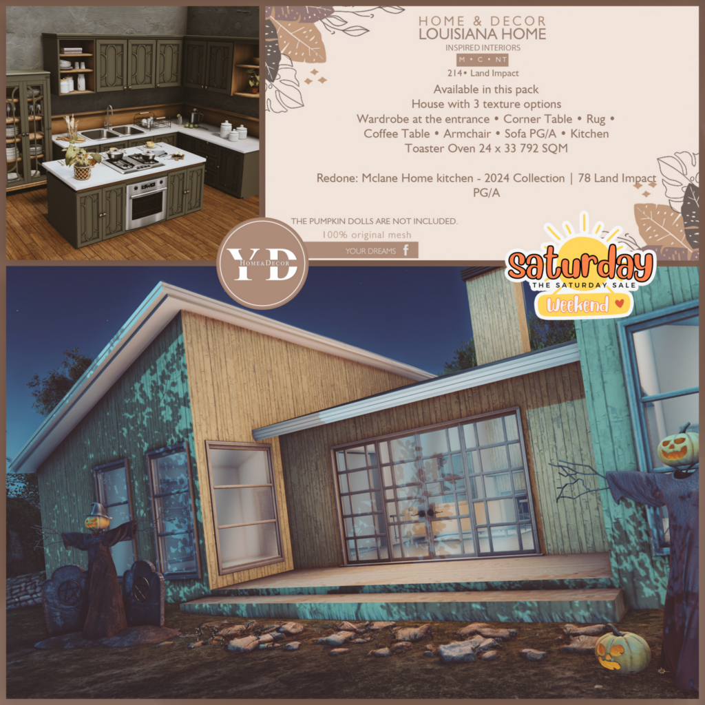 Louisiana Home	&lt;a href=&quot;http://maps.secondlife.com/secondlife/Your%20Dreams/38/129/23&quot; target=&quot;_blank&quot;&gt;Teleport&lt;/a&gt;