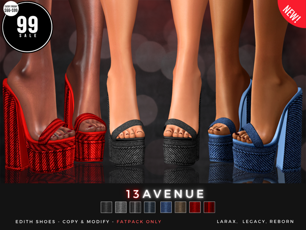 Edith Shoes - Legacy/MaitreyaX/Reborn	&lt;a href=&quot;http://maps.secondlife.com/secondlife/Belmont/223/239/3333&quot; target=&quot;_blank&quot;&gt;Teleport&lt;/a&gt;