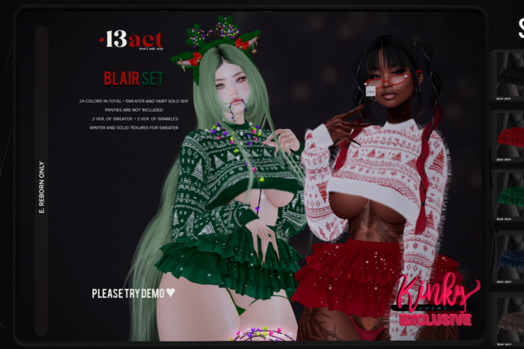Blair Sweater and Skirt - Reborn, L$299 each/L$1699 each FP/L$2199 MP