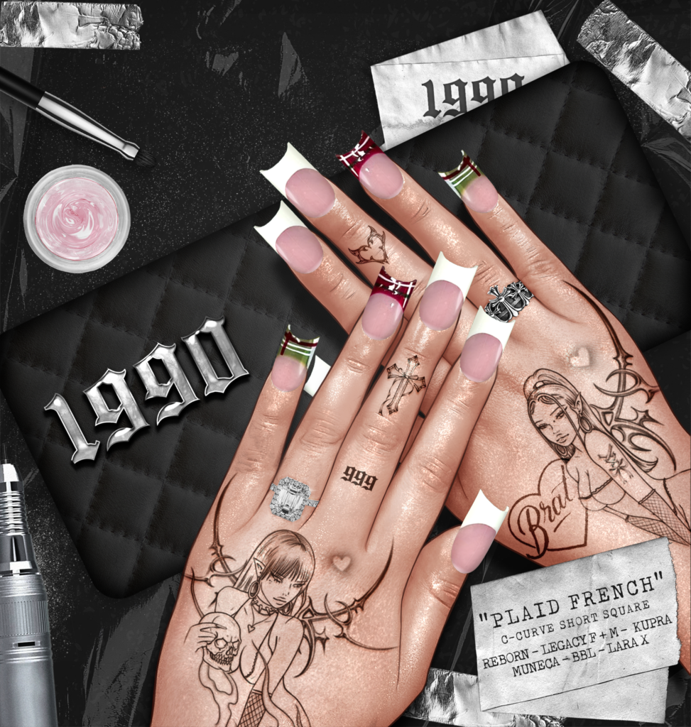Plaid French Nails - Inithium/Legacy F+M/MaitreyaX/Reborn/Yentements	&lt;a href=&quot;https://maps.secondlife.com/secondlife/Redwood/150/106/22&quot; target=&quot;_blank&quot;&gt;Teleport&lt;/a&gt;